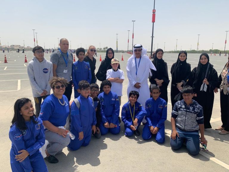 Students from the SARA UAE space camp whose rockets were successfully launched on 4th May 2019.