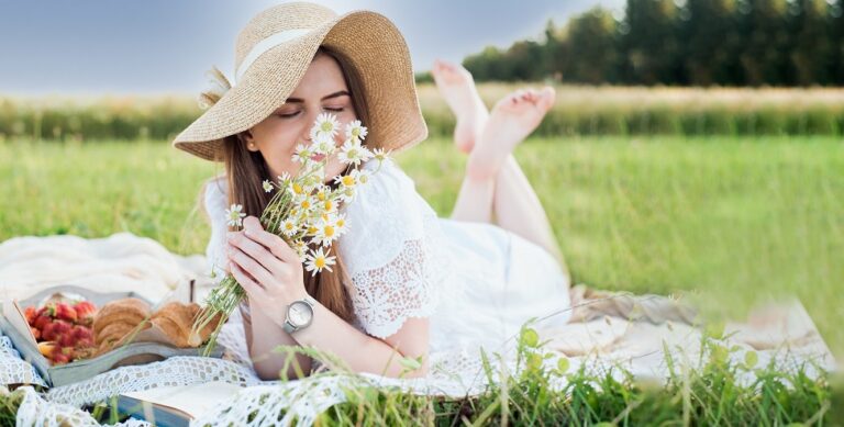 Summer,Day,,Picnic,In,The,Village.,A,Beautiful,Girl,In