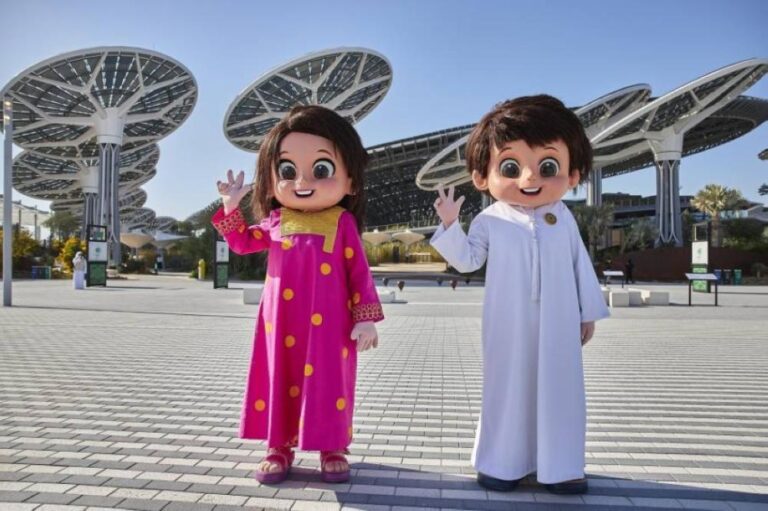 Expo Mascots Rashid and Latifa at Terra - The Sustainability Pavilion