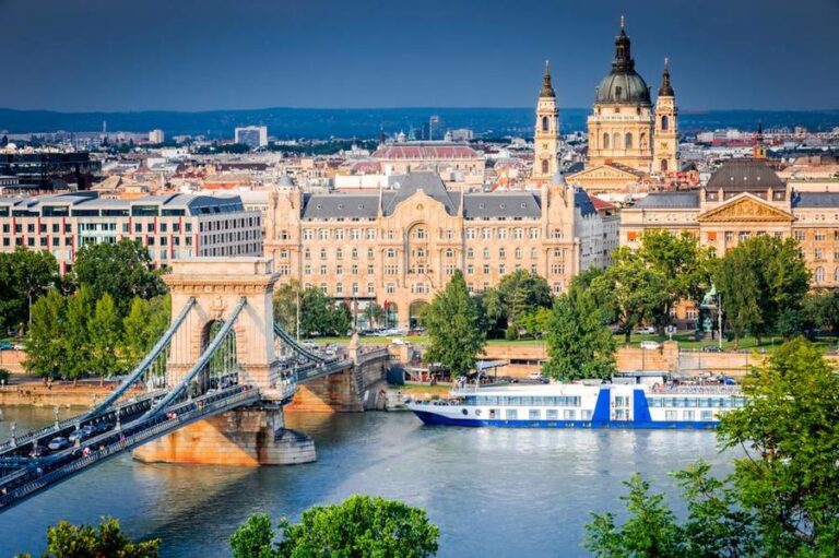 Budapest,,Hungary.,Szechenyi,Or,Lanchid,Chain,Bridge,,First,Stone-bridge,Over