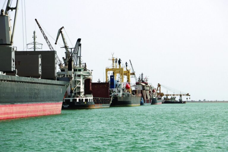Ships are seen at the Hodeida port