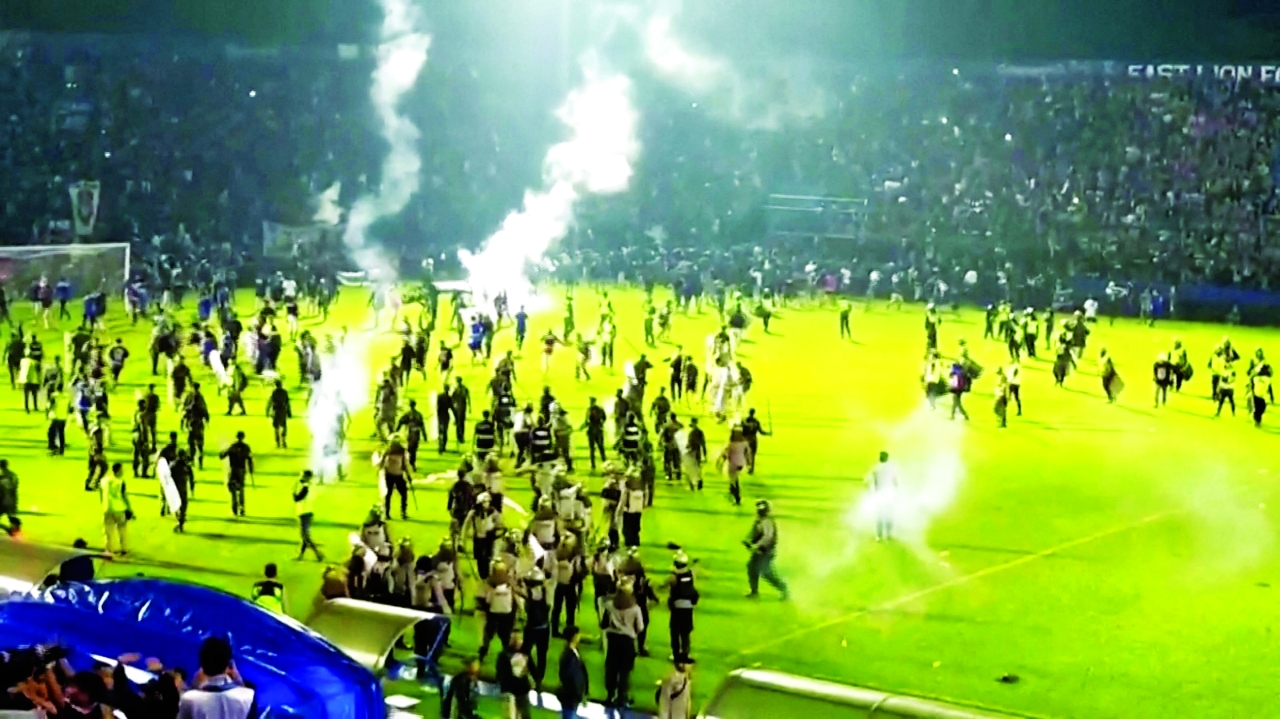 Riot breaks out after football match between Arema vs Persebaya in Malang