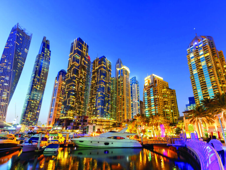 Dubai,Marina,Skyline,Yacht,Harbor,Architecture,Travel,Traveling,At,Night