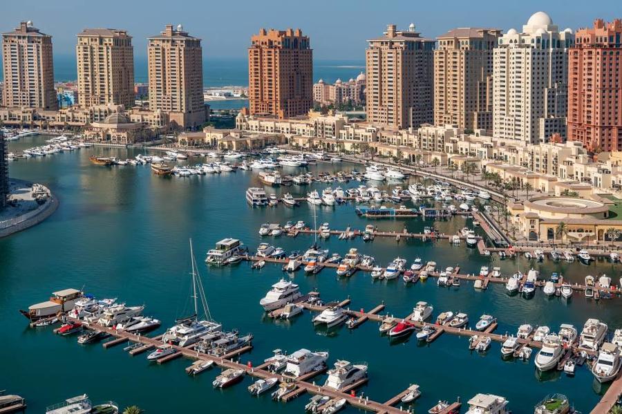 Pearl Qatar yacht marina view - the Porto Arabia