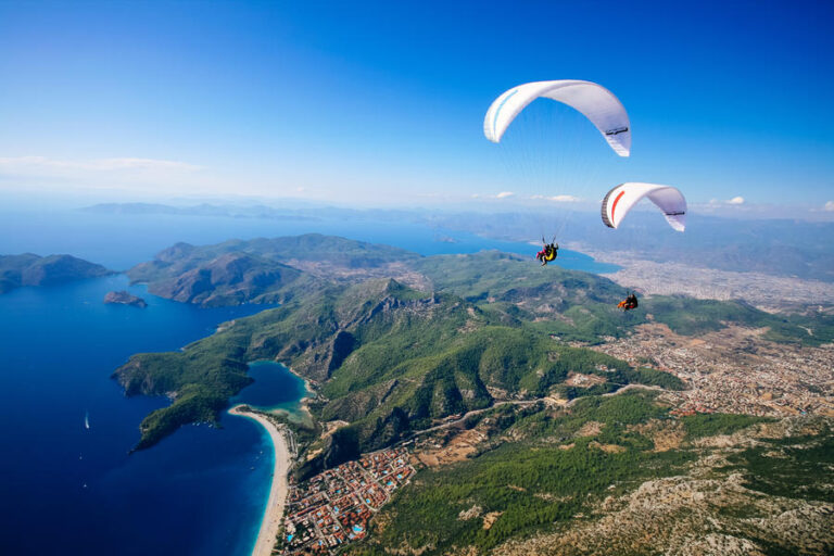 Amazing view of oludeniz with paraglider.