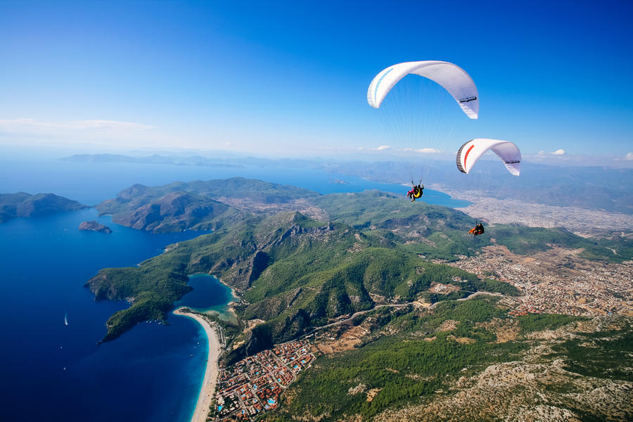 Amazing view of oludeniz with paraglider.