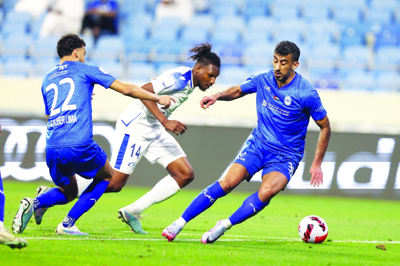 مباراة كرة القدم بين فريق نادي النصر وفريق نادي بني ياس ضمن الدوري للمحترفين ادنوك استاد ال مكتوم نادي النصر،March 11, 2023.تصوير غلام كاركر