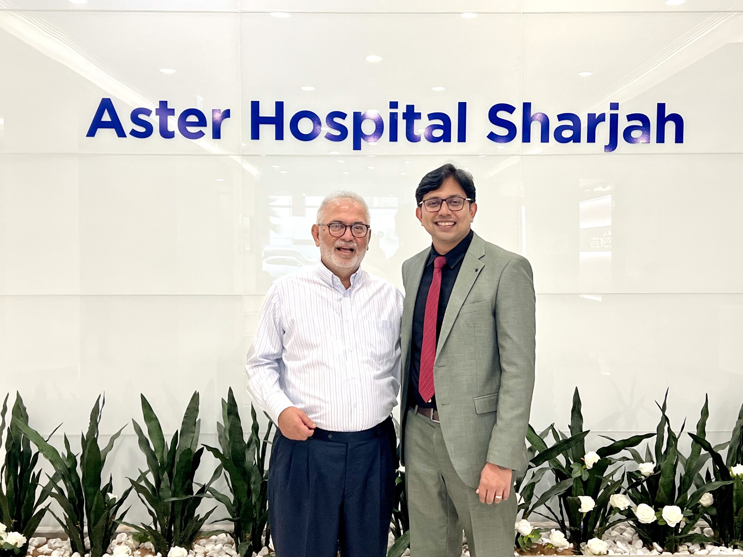 Anis Abbasbhai Cochinwala with Dr Mohammed Niaz at Aster Hospital, Sharjah