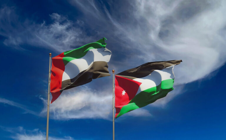 Flags,Of,Jordan,And,Uae,Arab,Emirates.,3d,Artwork