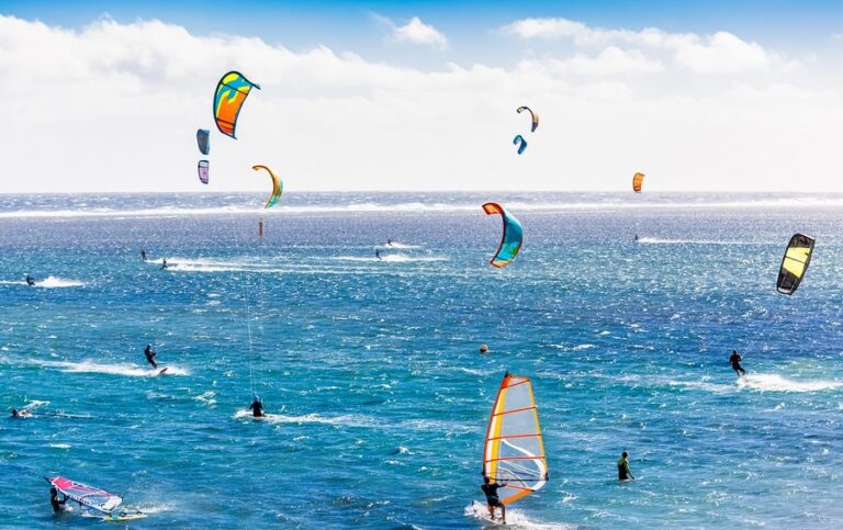 kite surfing in the sea