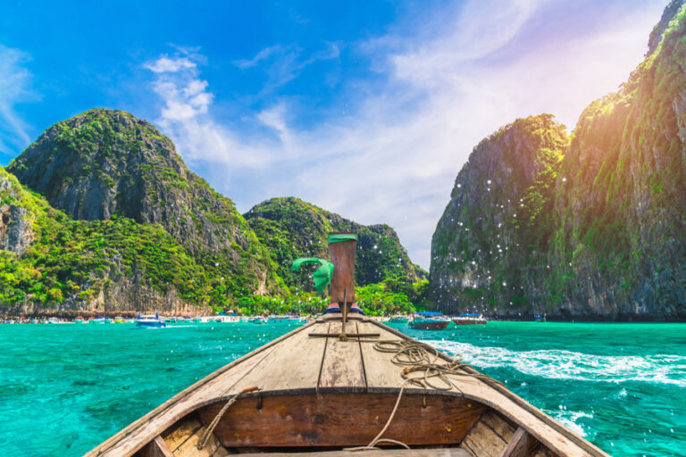Landscape,Of,Nature,Sea,Beach,With,Boat,And,Island,At