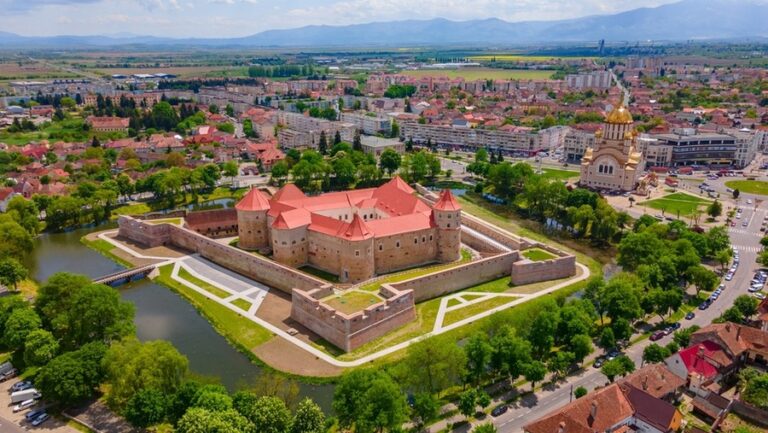 Aerial,Photography,Of,The,Citadel,Of,Fagaras,,In,Brasov,County,