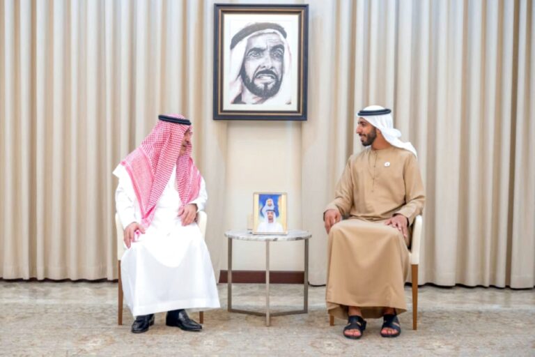 شخبوط بن نهيان يتسلم نسخة من أوراق اعتماد سفير السعودية