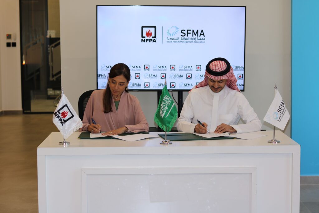 From L-R_Olga Caledonia, director for International Business Development at NFPA, and Aiyd A. Alqahtani, board chairman at SFMA_(1)