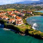 Aerial seaside view of SGU Grenada campus