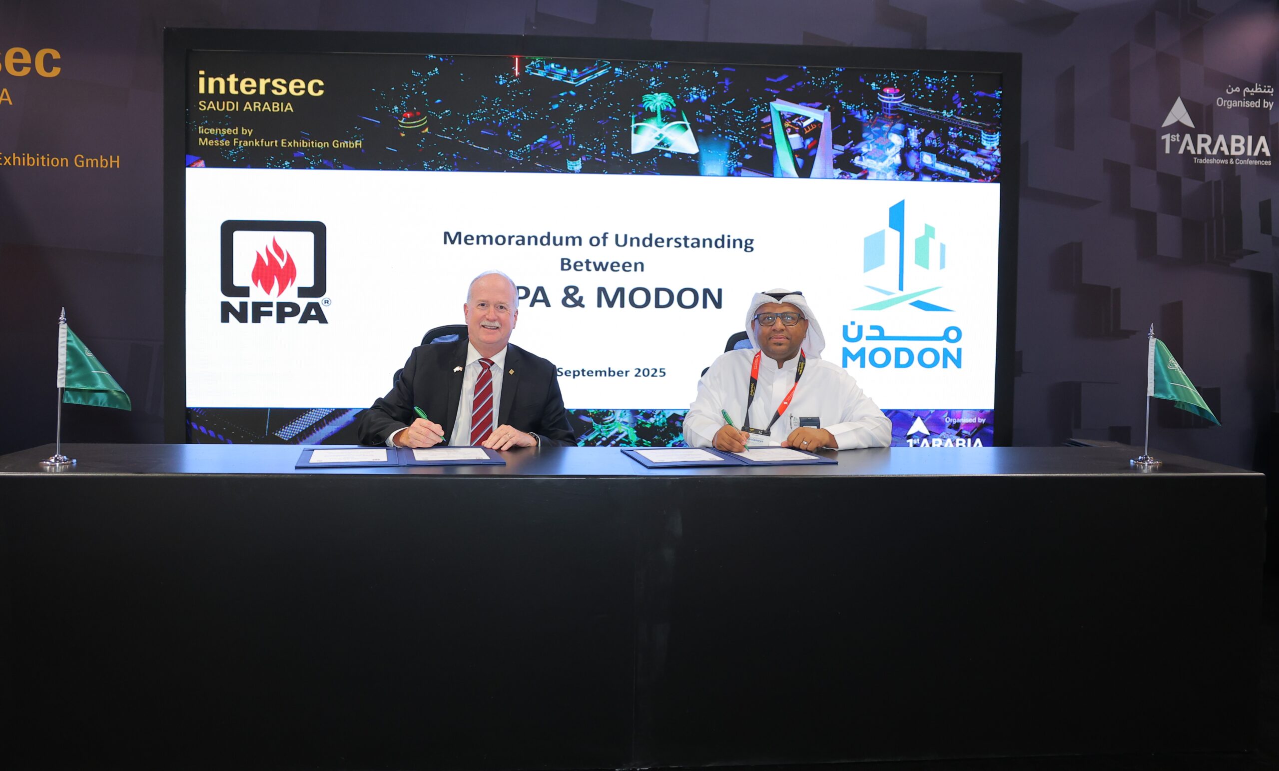 L-R_Jim Pauley, President & CEO, NFPA and Eng. Ali Al Oliwah, Director of Safety & Security, MODON