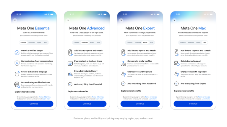 Meta One - Bundle plans for businesses and creators
